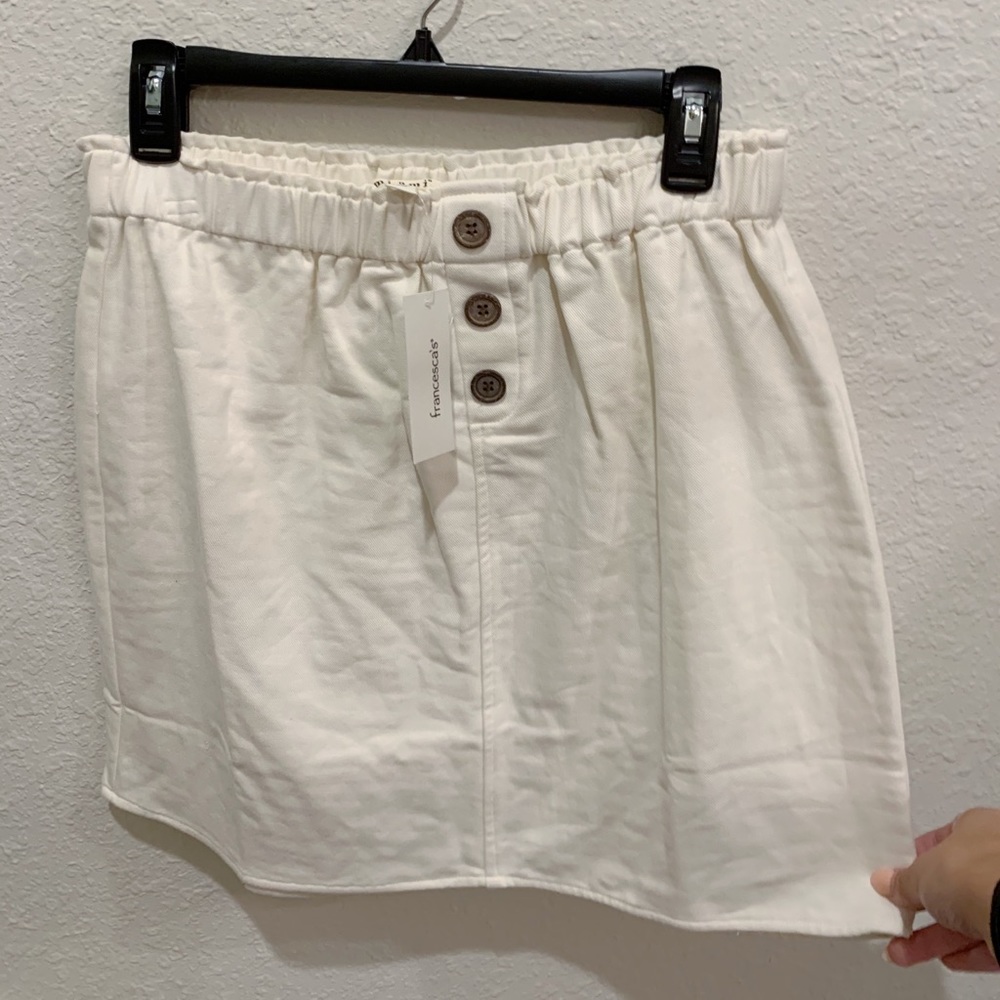 Francesca's White Button Skirt